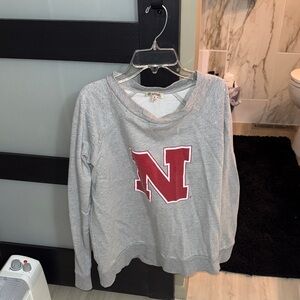 Gray Women's Sweatshirt with Red N Logo